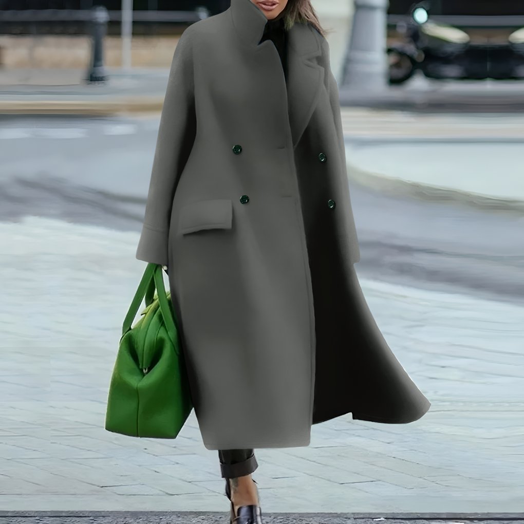 Women's Oversized Longline Wool Coat - Gray
