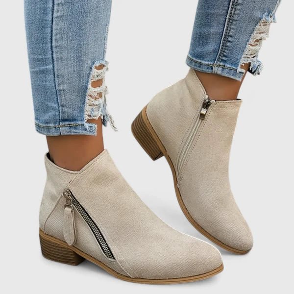 Women's Ankle Boots - Beige