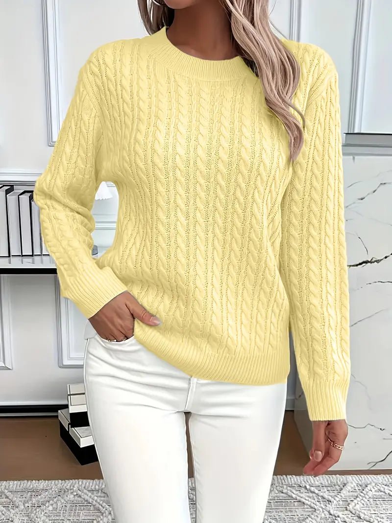 Women's Cable Knit Jumper - Yellow