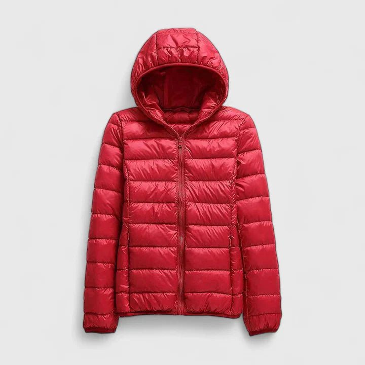 Women's Slim Hooded Puffer Jacket - Red