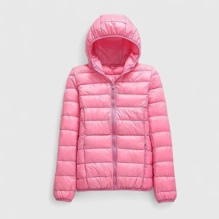 Women's Slim Hooded Puffer Jacket - Fuchsia