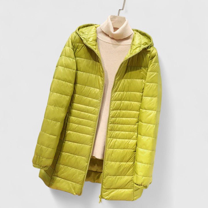 Women's Slim Hooded Puffer Jacket - Yellow