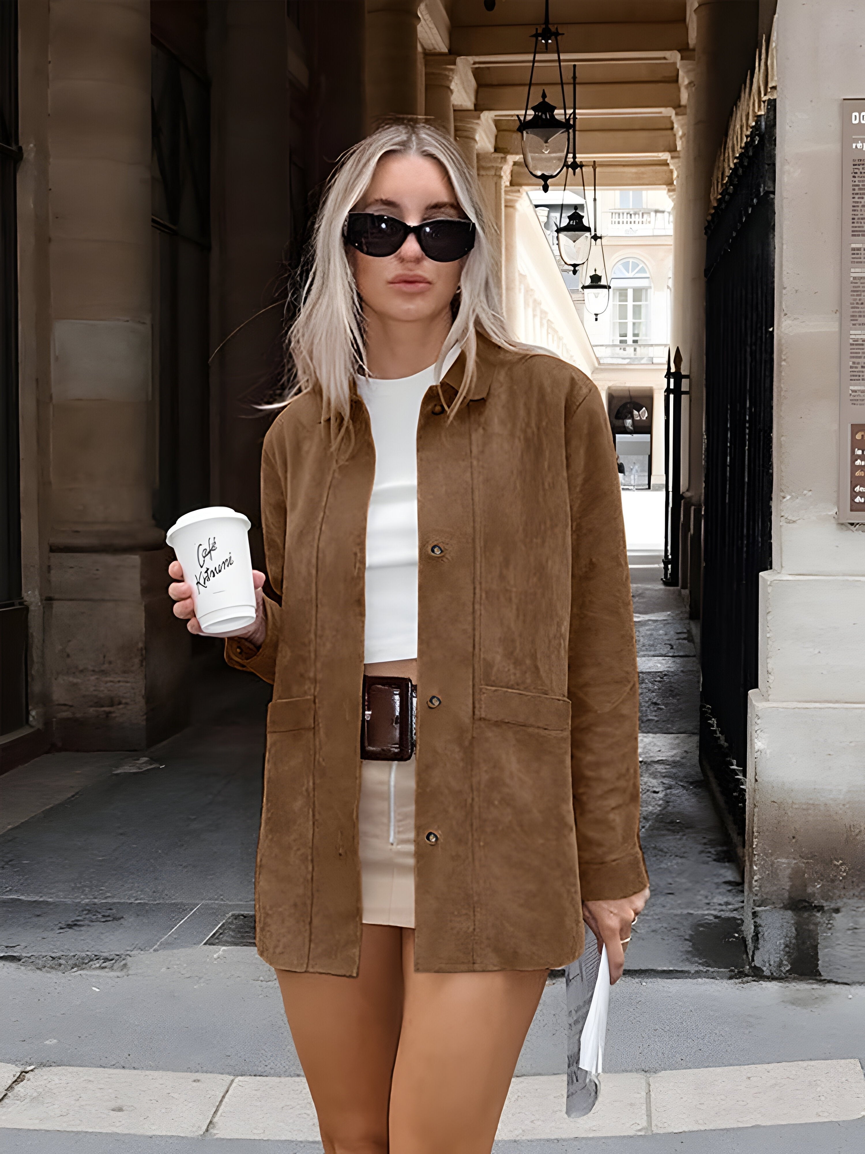 Women's Oversized Suede Chore Longline Jacket