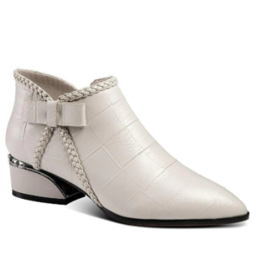 Women's Croc-Embossed Ankle Booties - Beige