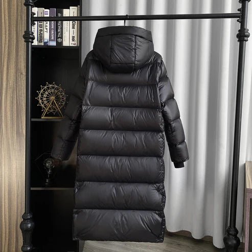 Women's Nylon Hooded Longline Puffer Coat