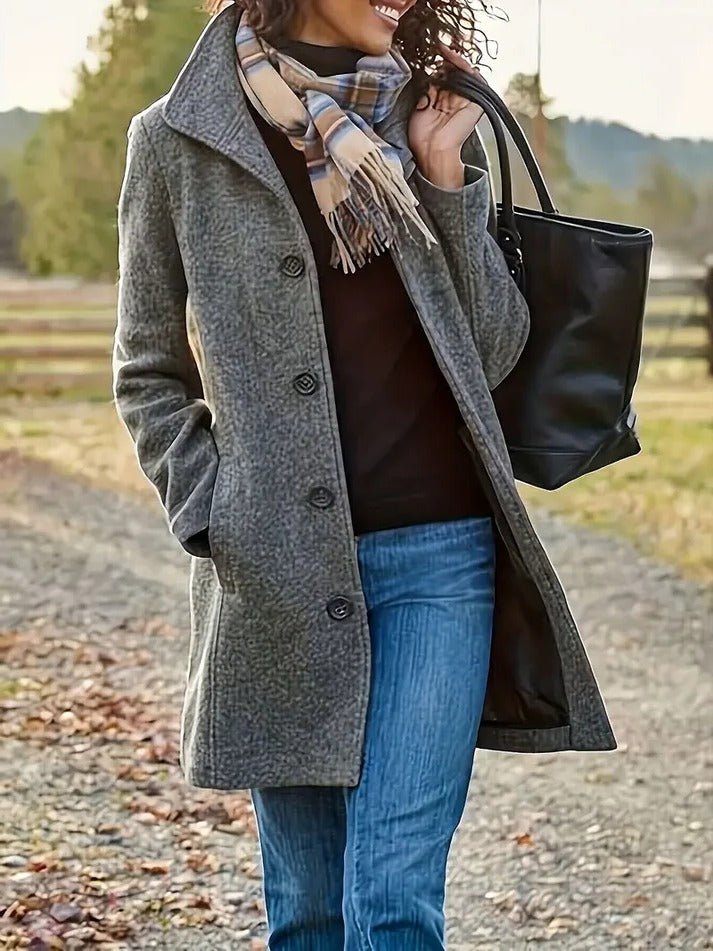 Women's Straight Wool Coat - Gray