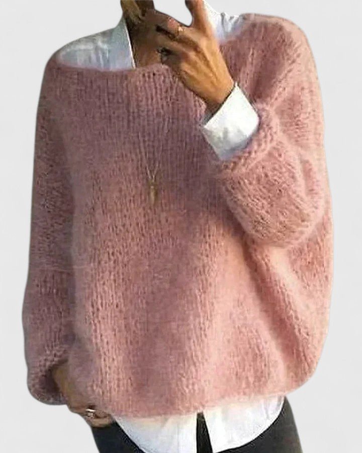 Women's Oversized Off-Shoulder Jumper - Pink