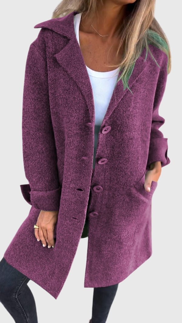 Women's Oversized Longline Wool Coat - Purple