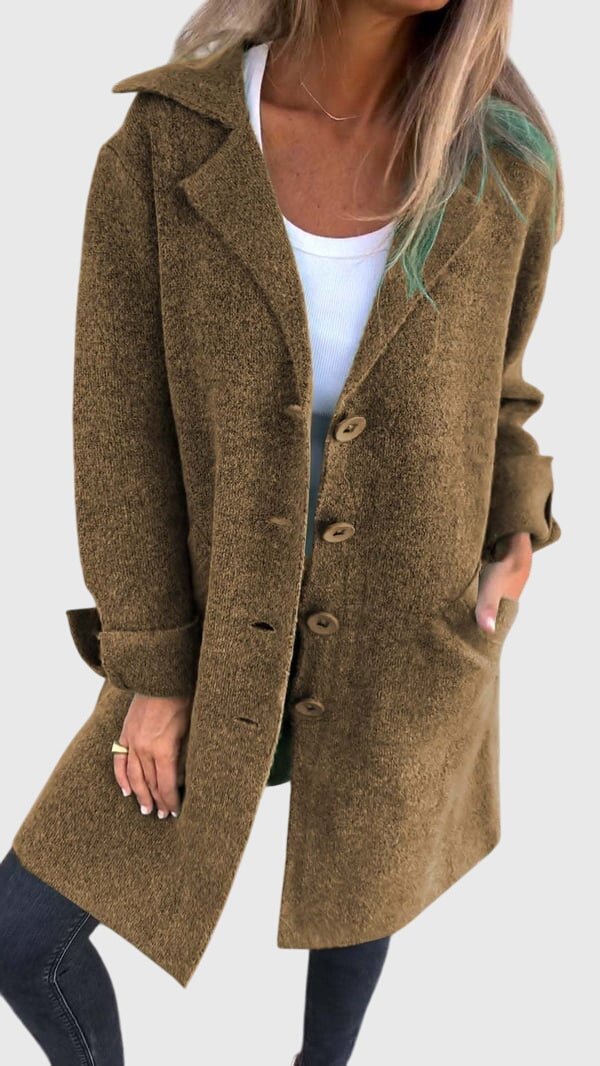 Women's Oversized Longline Wool Coat - Khaki
