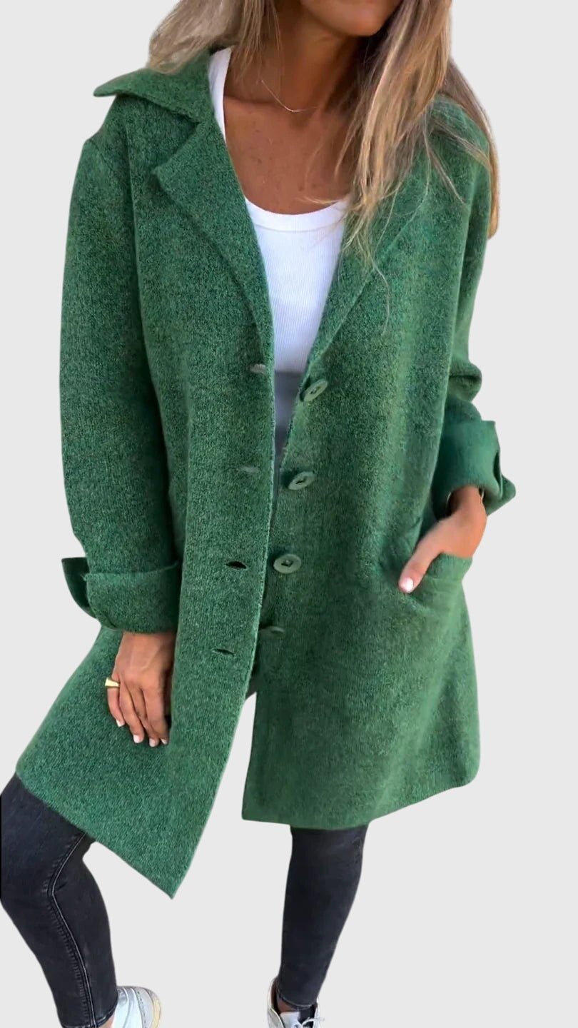 Women's Oversized Longline Wool Coat - Green