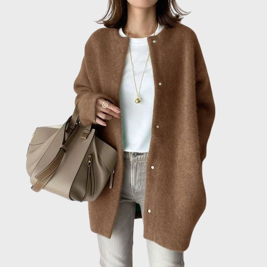Women's Oversized Longline Wool Coat - Brown