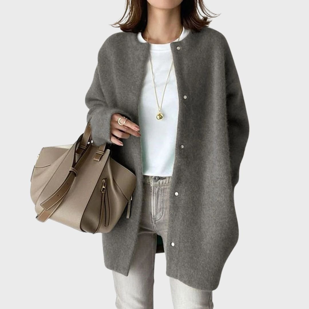 Women's Oversized Longline Wool Coat - Gray