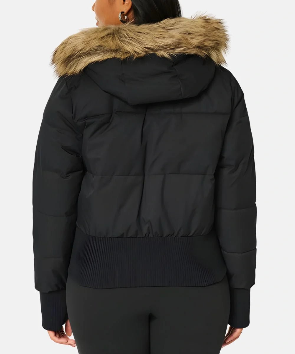 Women's Cropped Faux Fur Puffer Jacket