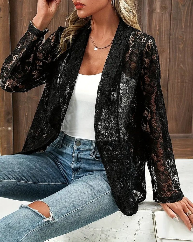 Women's Floral Blazer - Black