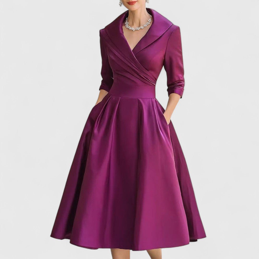 Women's Satin Midi Party Wrap Dress - Purple