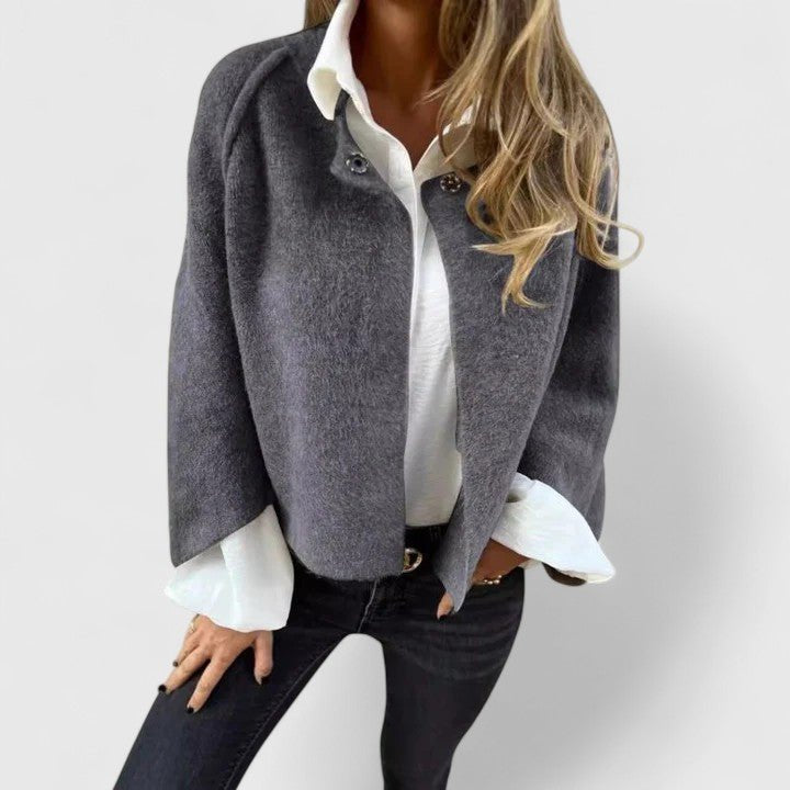 Women's Cropped Wool Jacket - Gray