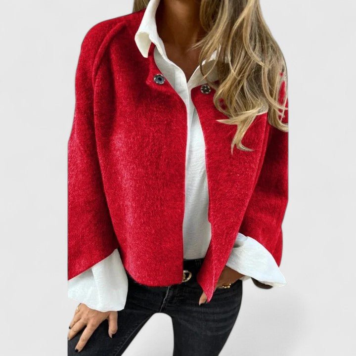 Women's Cropped Wool Jacket - Red