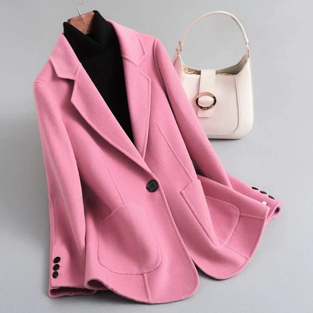 Women's Wool Blazer Coat - Pink