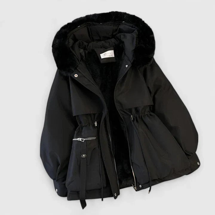 Women's Oversized Fur Hooded Teddy Parka - Black