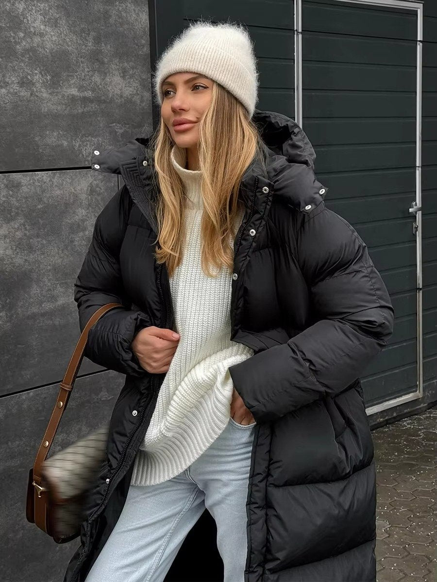 Women's Long Hooded Longline Puffer Coat
