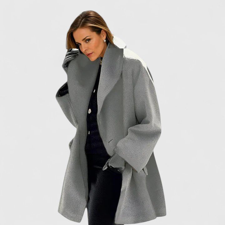 Women's Oversized Longline Wool Coat - Gray