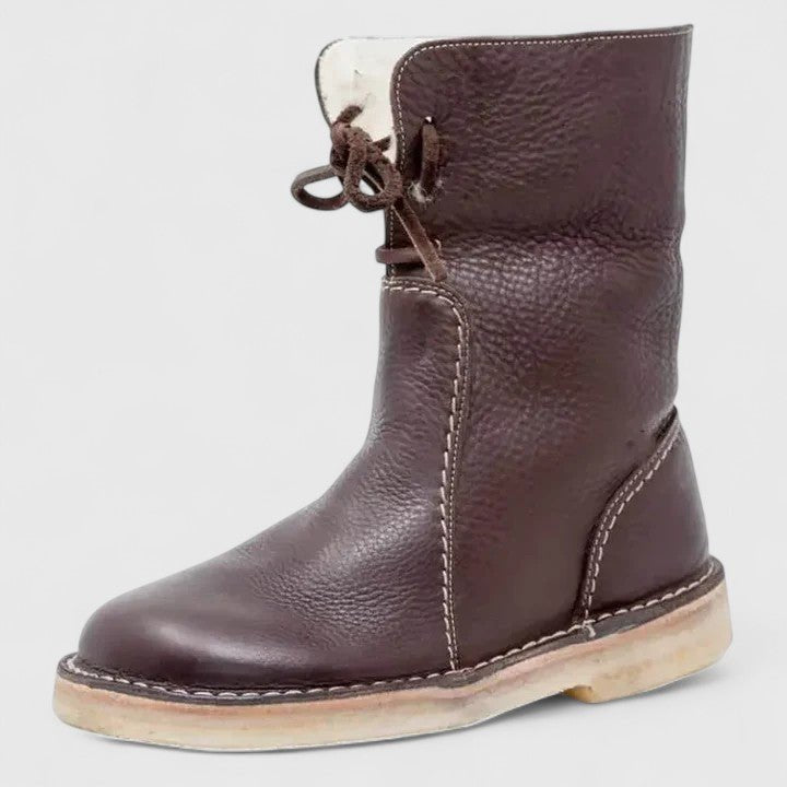 Women's Leather Ankle Boots - Dark Brown