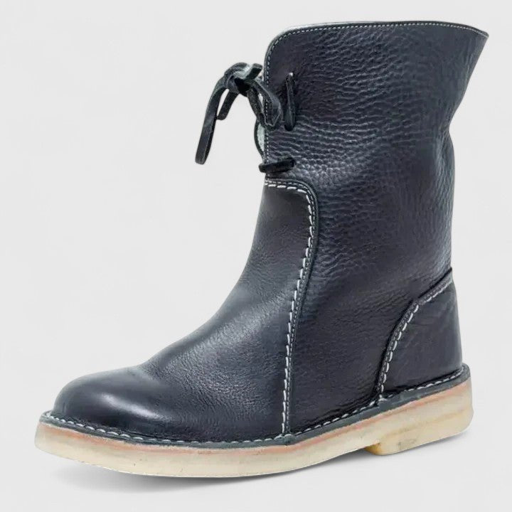 Women's Leather Ankle Boots - Black