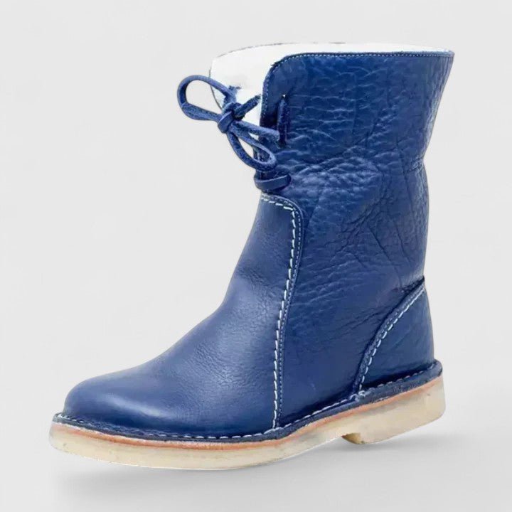 Women's Leather Ankle Boots - Blue