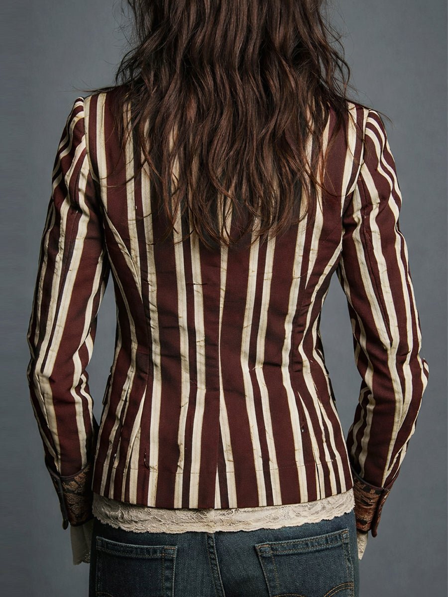 Women's Striped Satin Blazer