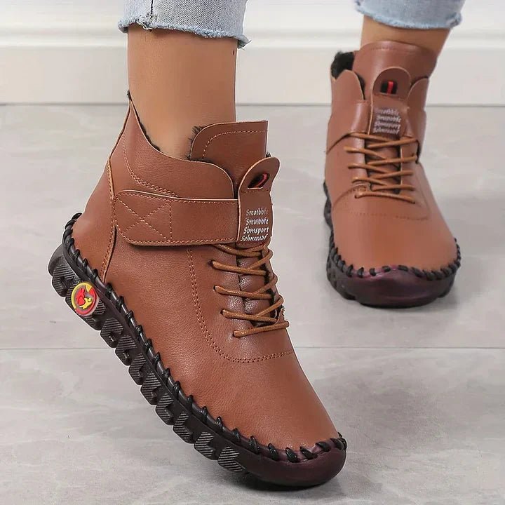 Women's High-Top Winter Ankle Boots - Brown