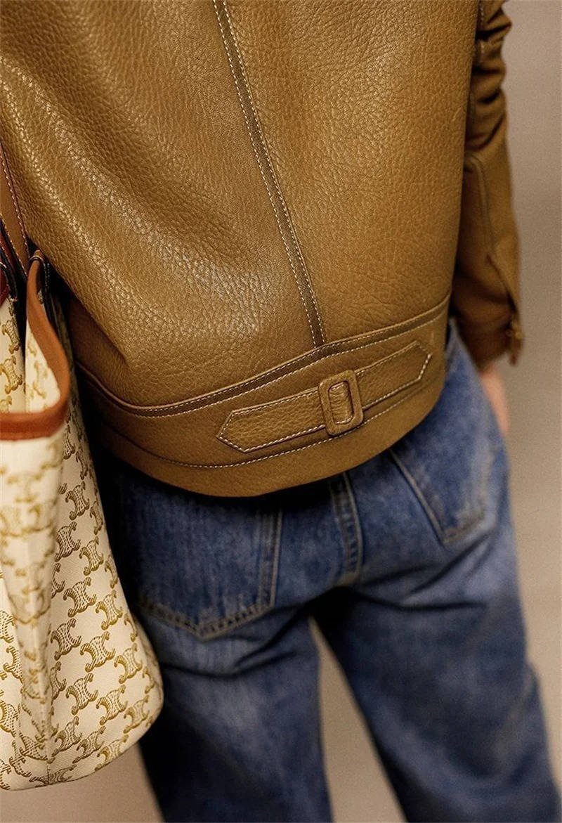 Women's Cropped Leather Jacket - 4XL