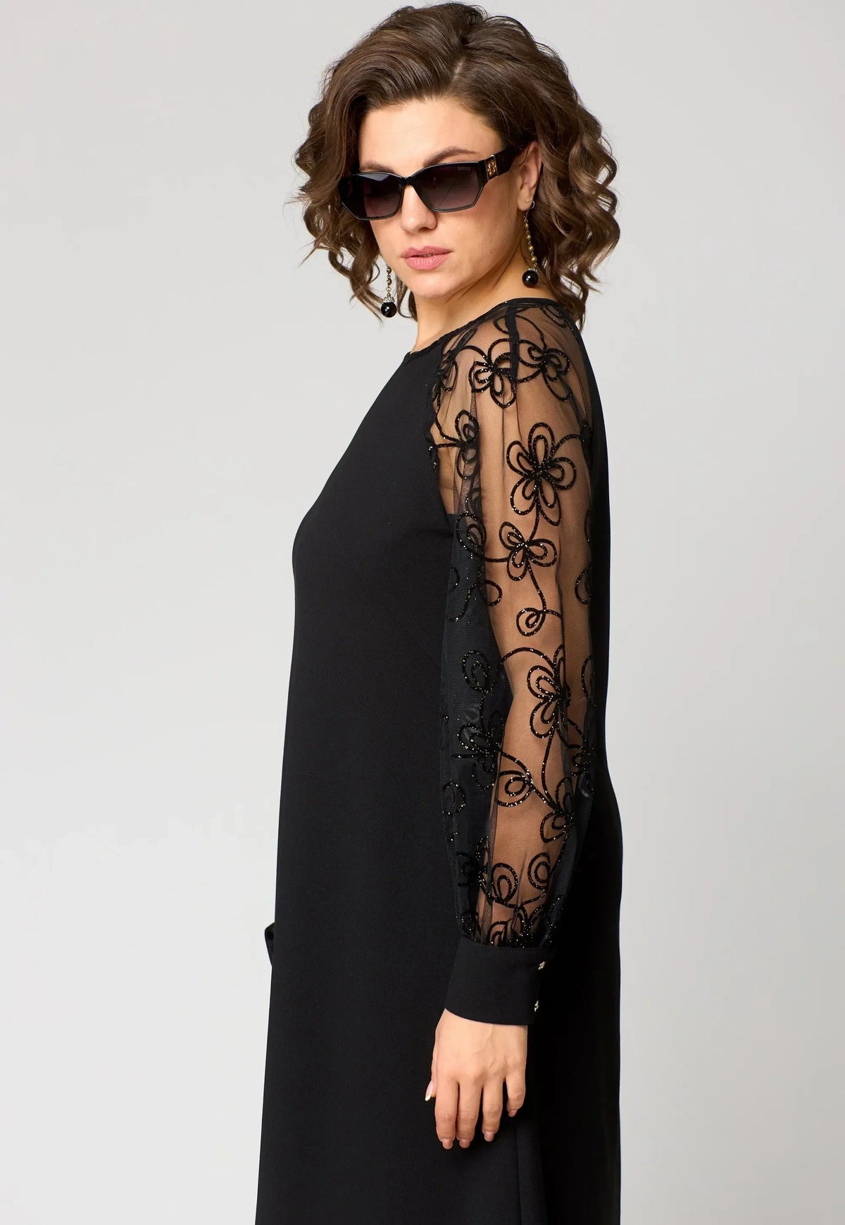 Women's Floral Swing Sequin Party Dress - XL