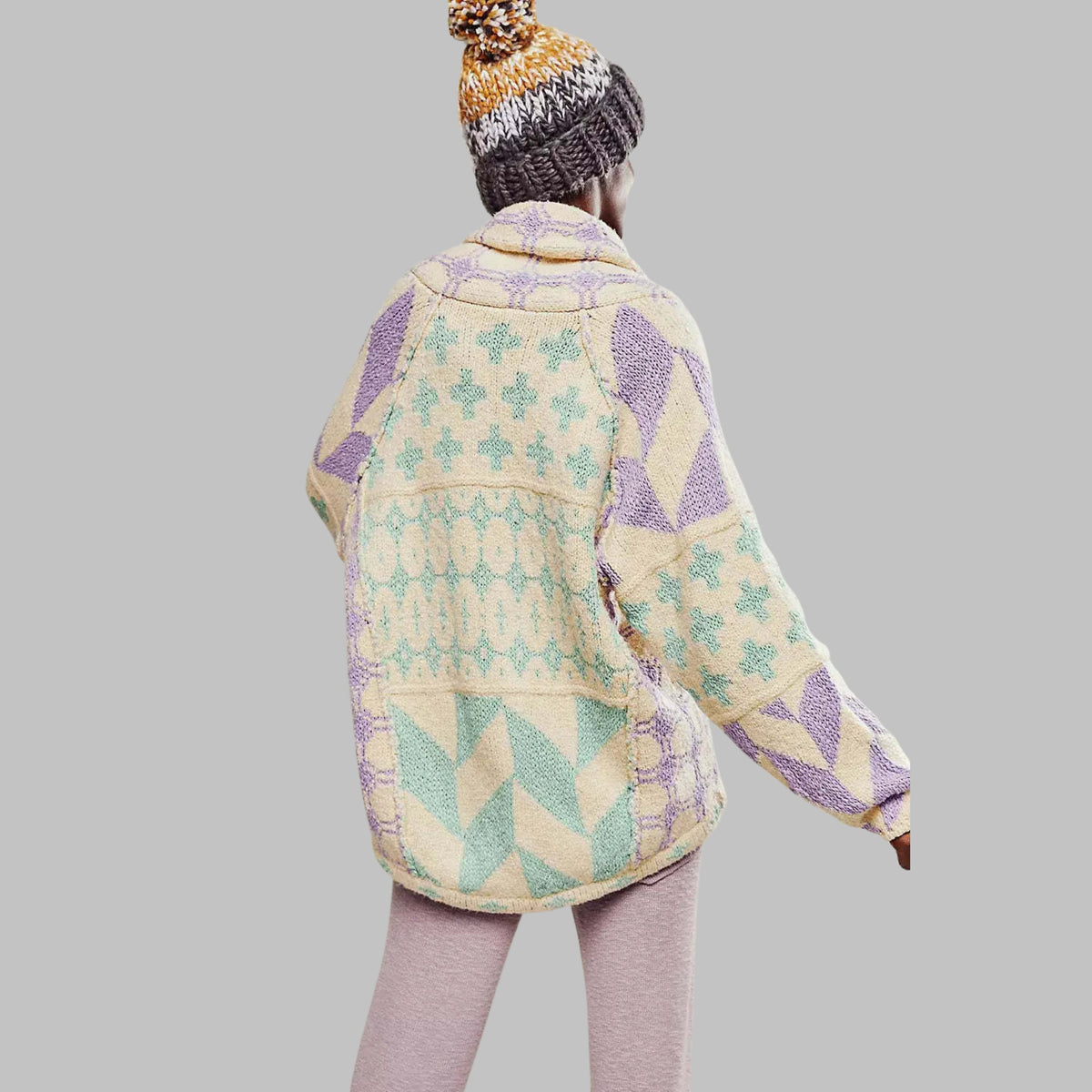 Women's Oversized Knit Jacket - Lavender