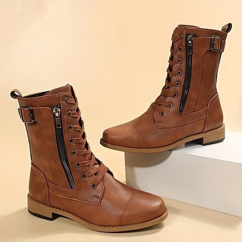 Women's Faux Leather Combat Boots