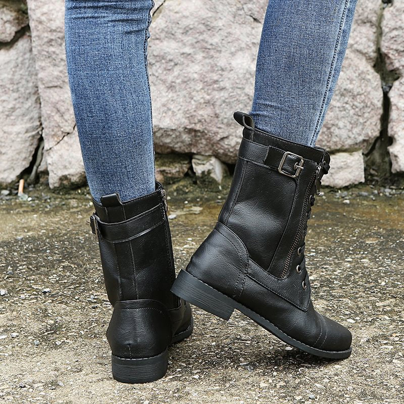 Women's Faux Leather Combat Boots