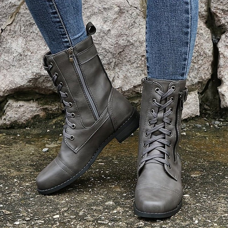 Women's Faux Leather Combat Boots