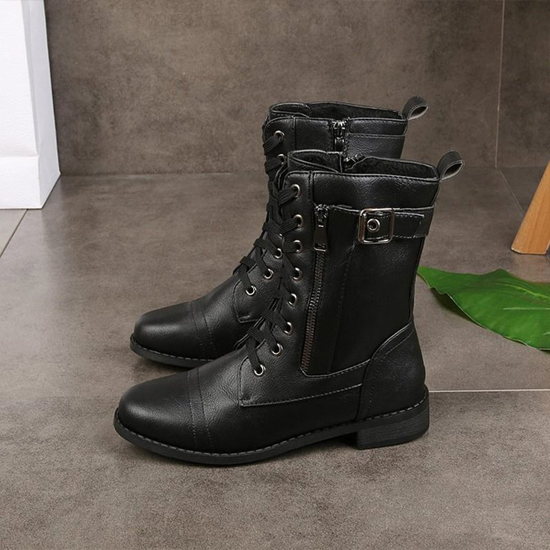 Women's Faux Leather Combat Boots
