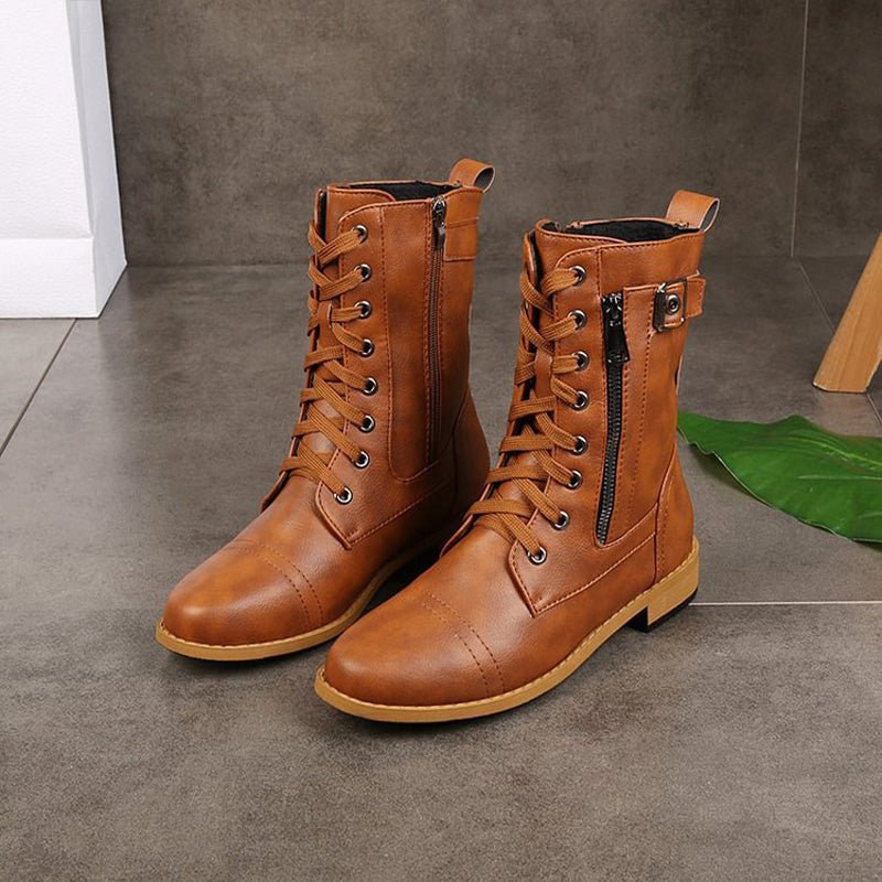 Women's Faux Leather Combat Boots