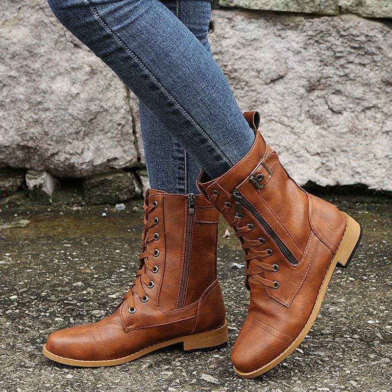 Women's Faux Leather Combat Boots