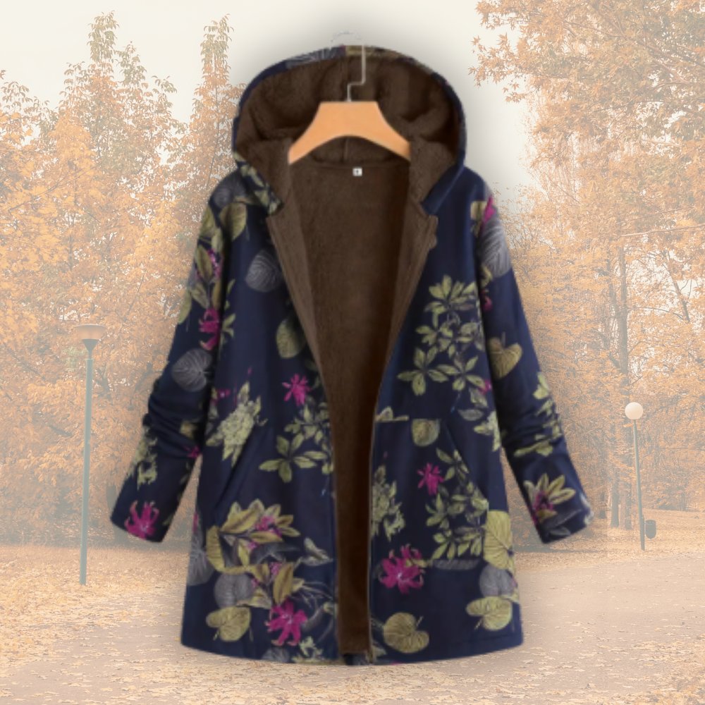 Women's Floral Parka Hooded Teddy Coat