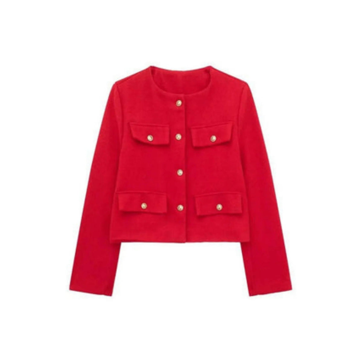 Women's Wool Cropped Jacket - Red