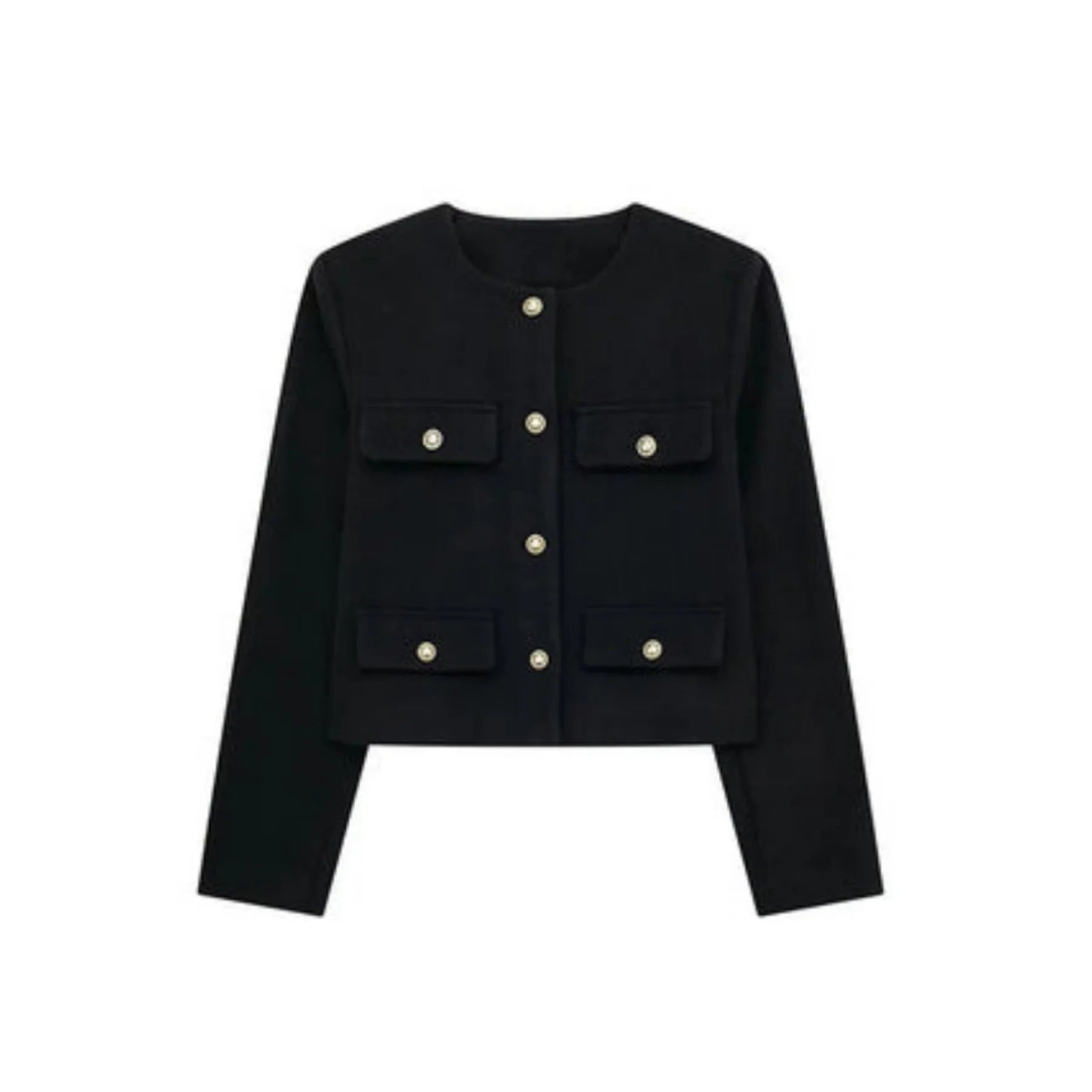 Women's Wool Cropped Jacket - Black
