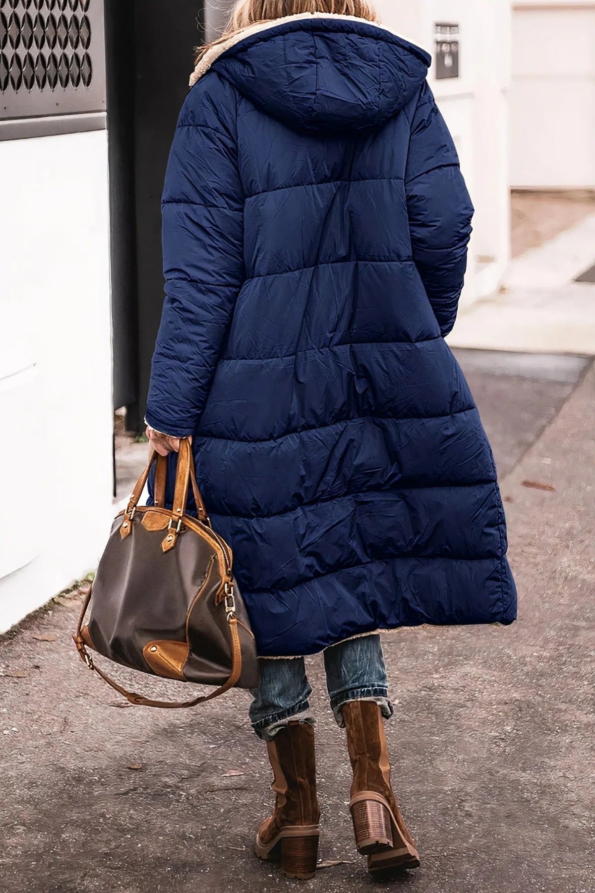 Women's Oversized Maxi Hooded Longline Teddy Puffer Coat