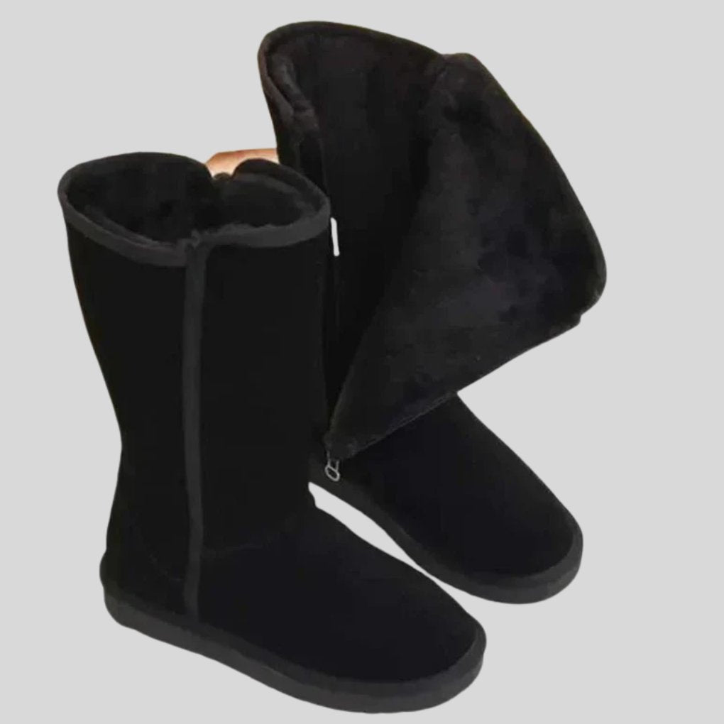 Women's Tall Suede Snow Boots - Black