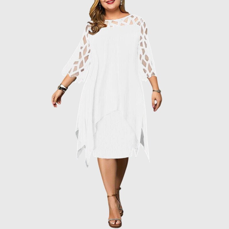 Women's Chiffon Cocktail One-Shoulder Party Dress - White