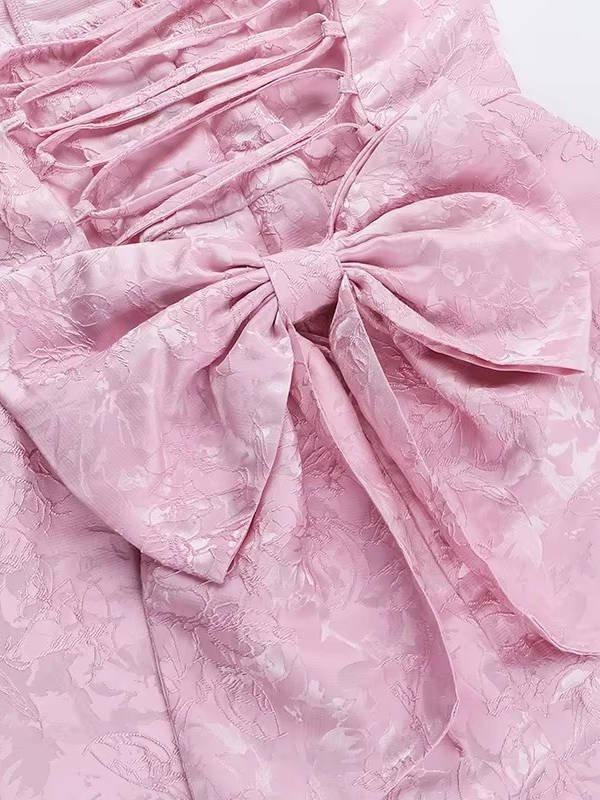 Women's Floral Jacquard Cocktail Strapless Mini Party Dress