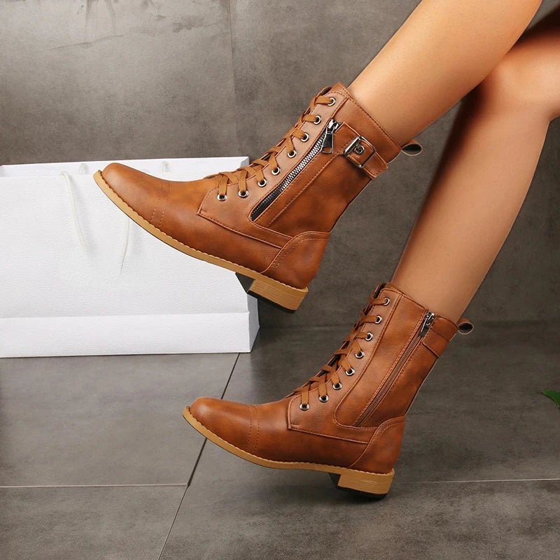 Women's Faux Leather Combat Boots