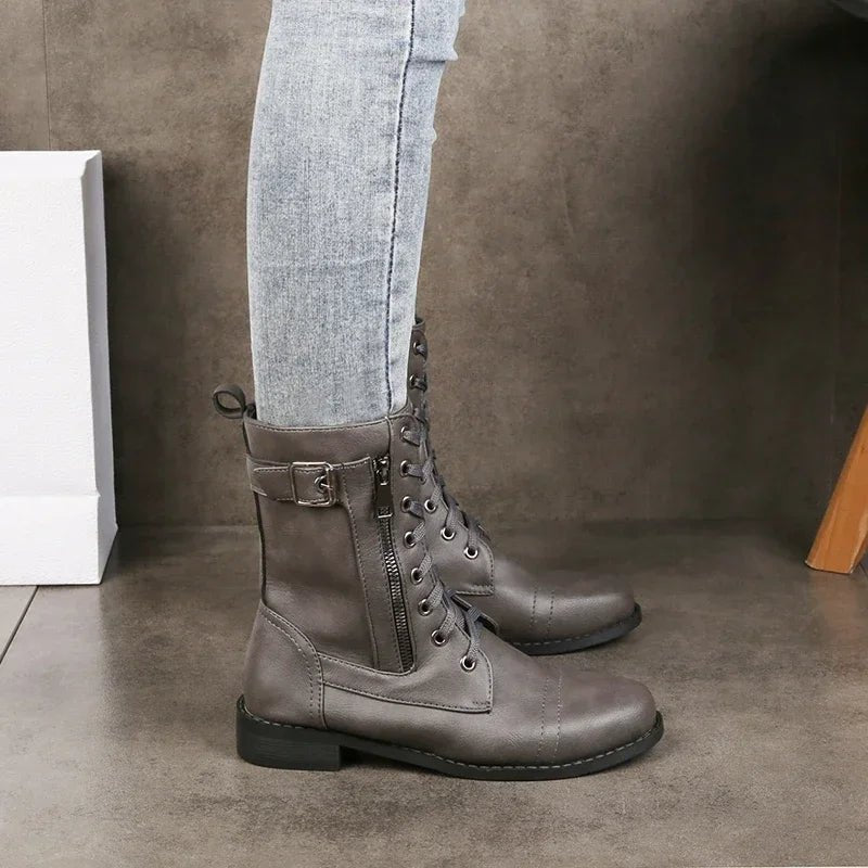 Women's Faux Leather Combat Boots