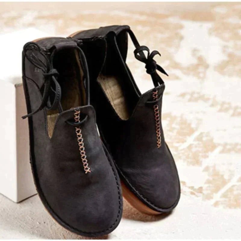 Women's Leather Ankle Boots - Black