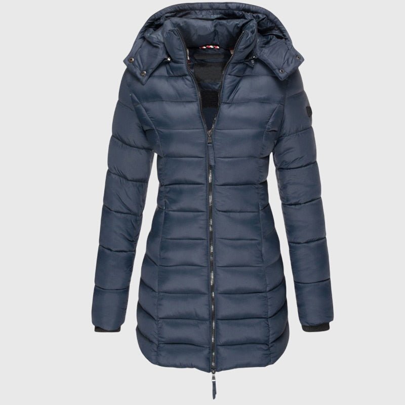 Women's Longline Puffer Coat - Blue